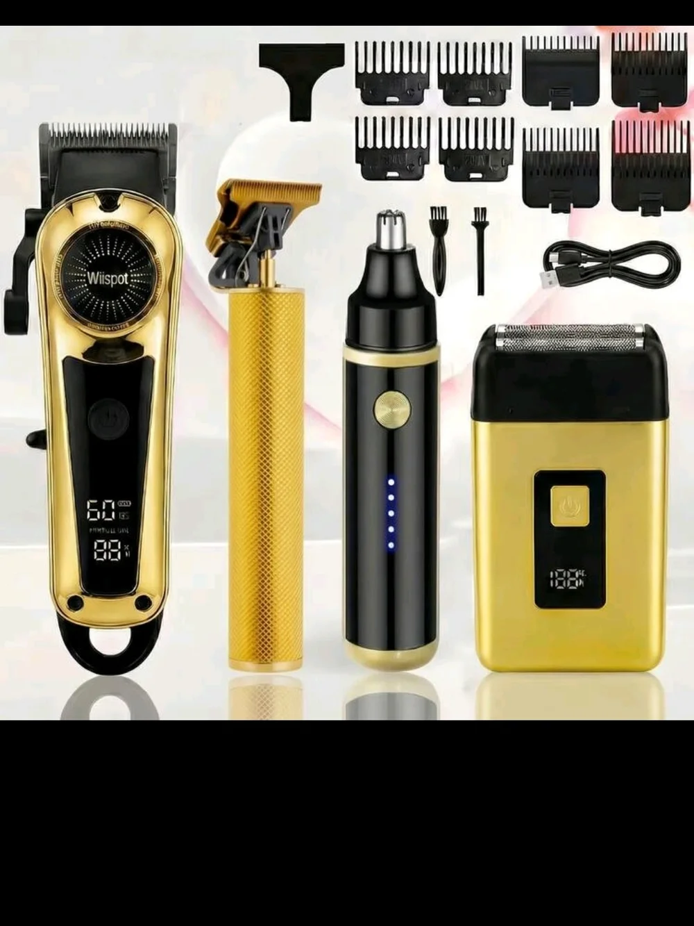 Gold & Black Men’s Grooming Kit — Trimmer, Nose Trimmer & Foil Shaver
